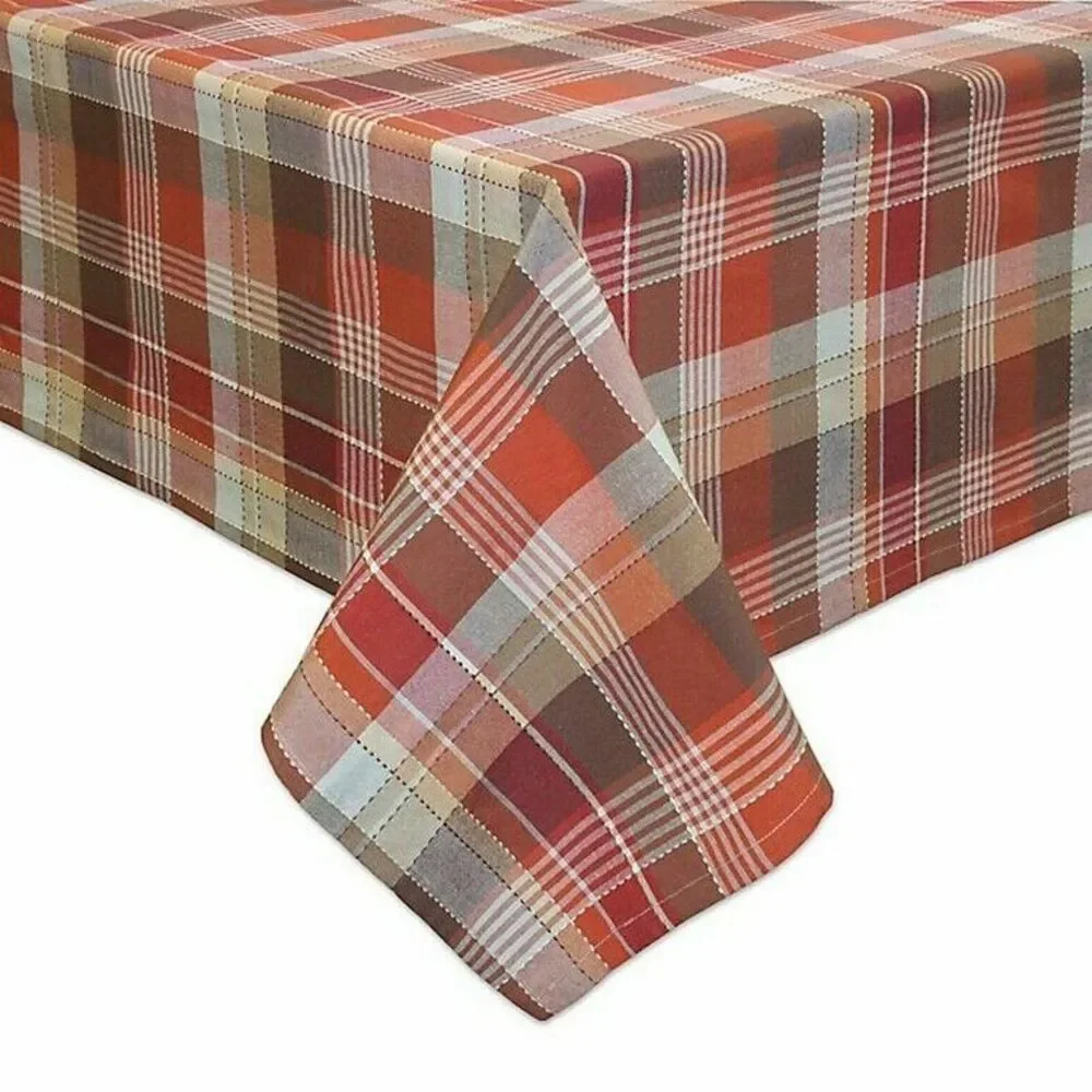 Thanksgiving Tablecloth 60x84 Fabric Fall Country Rustic Canterbury Plaid